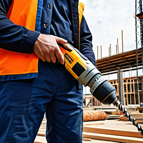 **

"A professional technician, fully clothed in appropriate work attire, demonstrating a modern cordless power drill on a construction site, surrounded by building materials, safe for work, perfect anatomy, natural proportions, professional photography, high quality, family-friendly."

**